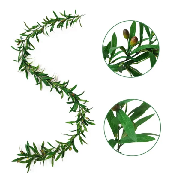 1.85m Olive Green Leaf Artificial Plant Vine Garland Hanging Wedding Arch Decoration Wreath Garden Home Floral Decor