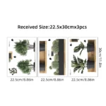 3PCS Green Plant Cactus Potted Wall Stickers for Bedroom Living Room Bathroom Home Decoartion Wall Decals