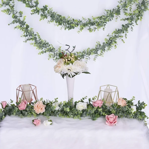 3Pcs 6ft Artificial Eucalyptus Garland Wall Hanging Fake Plant Vines for Wedding Home Room Garden Decoration Plastic Rattan