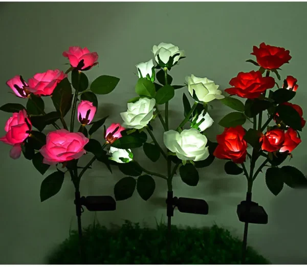 7Head LED Solar Simulation Rose lilies Flower LED Light Garden Yard Lawn Night Lamp Landscape Garden Home Decoration Flowers