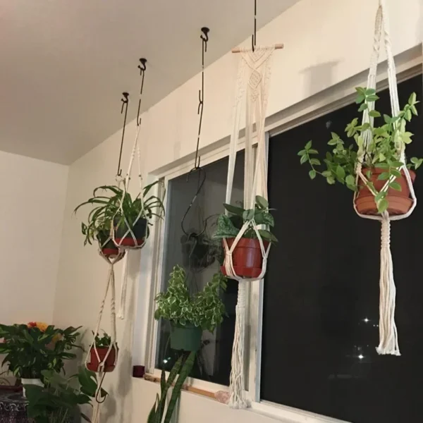 Handmade Flower Hanging Pot Rope Net Macrame Plant Hanger Flower Pot for Home Wall Decoration Courtyard Garden Planter Basket