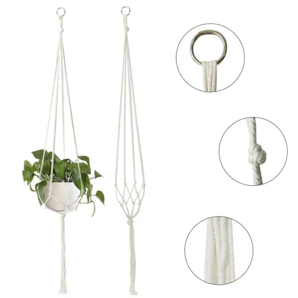 Handmade Flower Hanging Pot Rope Net Macrame Plant Hanger Flower Pot for Home Wall Decoration Courtyard Garden Planter Basket