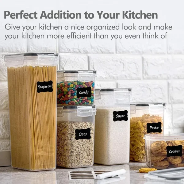 Kitchen Food Storage Containers Set, Pantry Organization and with Easy Lock Lids, 8 Pieces &Organ