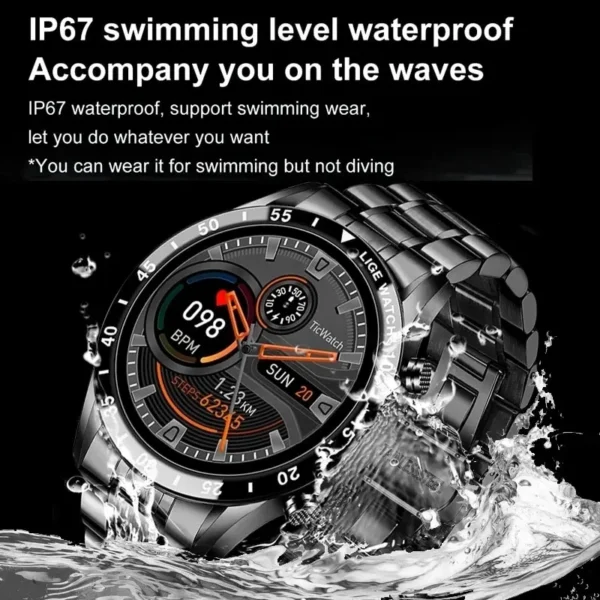 LIGE 2024 Smart Watch Men Full Circle Touch Screen Bluetooth Call Men Smartwatch Waterproof Sport Activity Fitness Watch Box