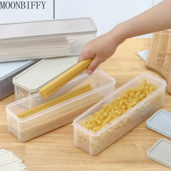 Noodle Storage Long Noodle Preservation Box Plastic Large Size Spaghetti Rectangle Large Capacity Food Sealed Box Kitchen Items