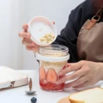 Overnight Oats Jars Milk Fruit Salad Food Storage Container Glass Breakfast Cup With Spoon Coffee Tea Can Kitchen Item