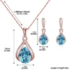 Water Drop Shape Pendant Necklace & Drop Earrings Set For Women & Girls Artificial crystal necklace, earrings, jewelry set,